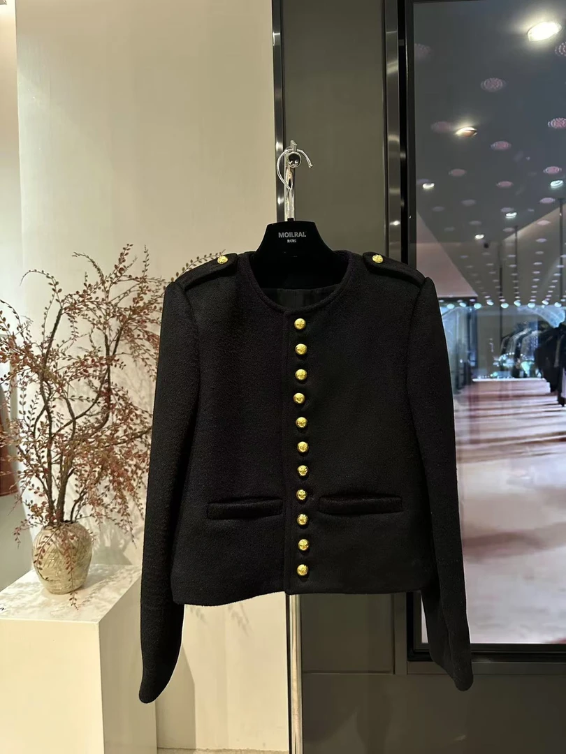 LT上衣小香风短款时尚黑色秋冬粗花呢气质232