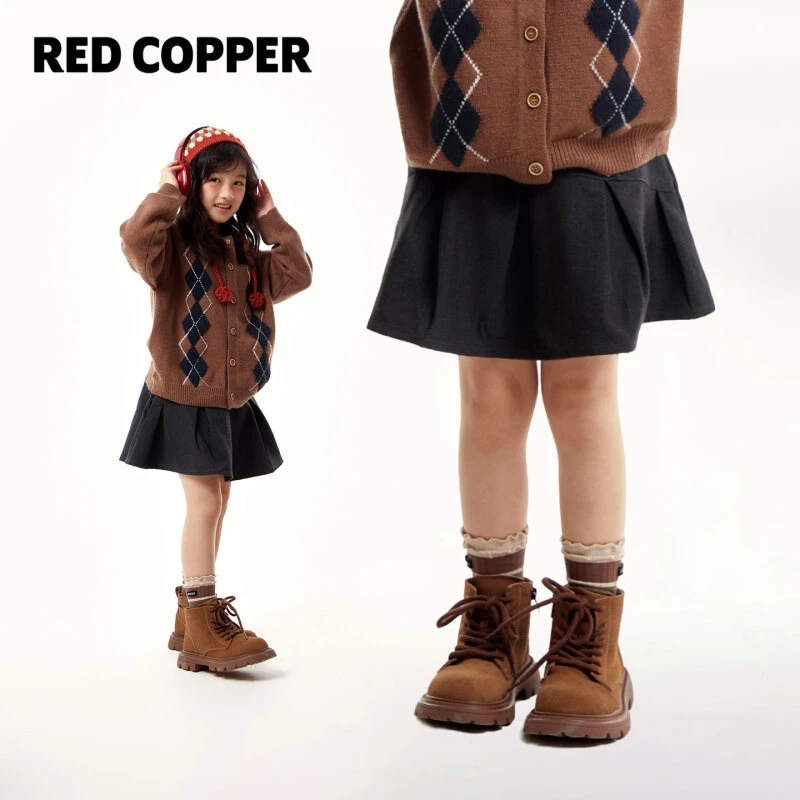 redcopper2025秋冬新款儿童美式搭配轻压褶短裙CHH423608