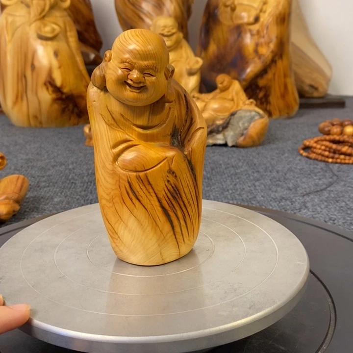 柏木崖柏弥勒佛摆件根雕工艺品