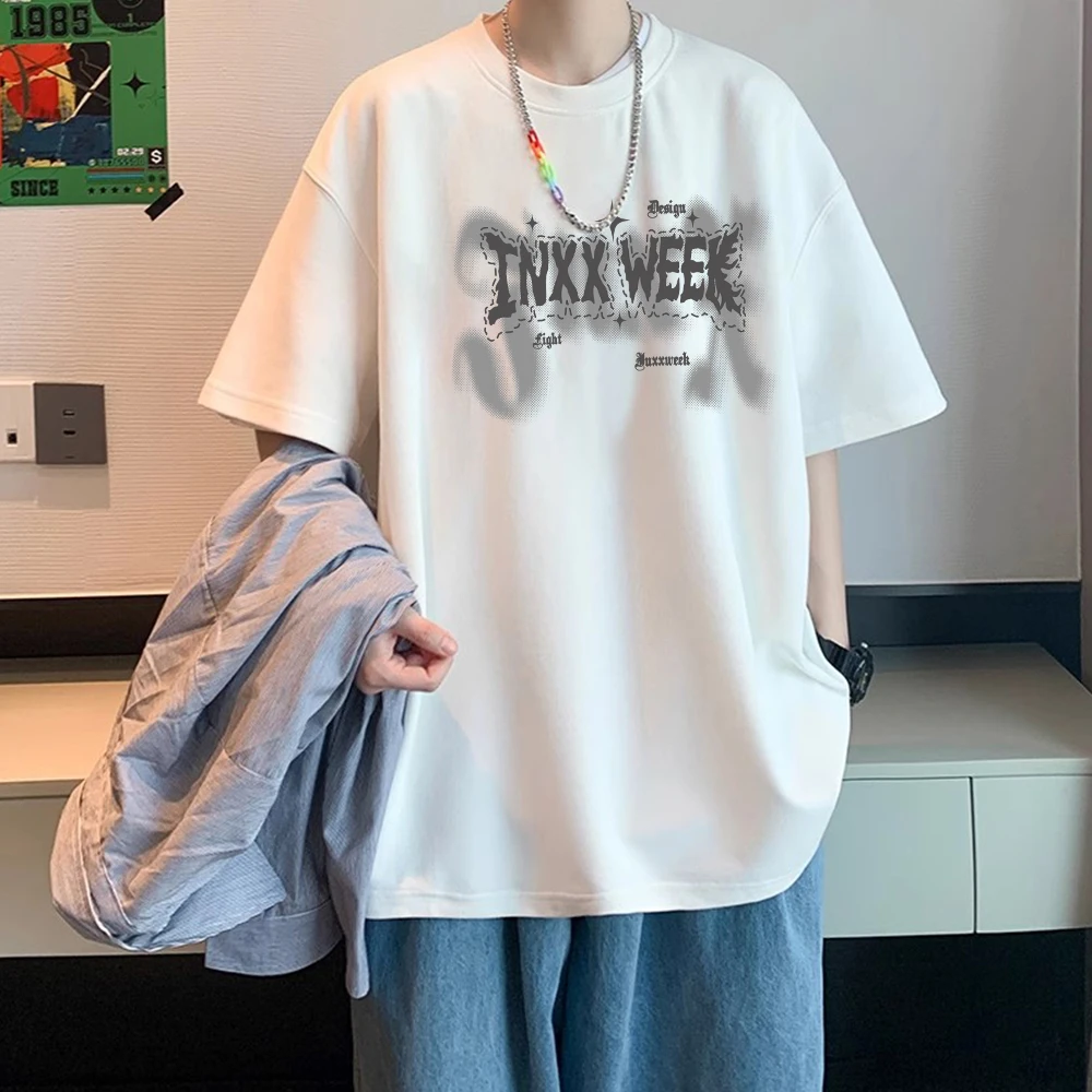 美式纯棉短袖T恤男款夏潮牌设计感潮牌印花上衣百搭宽松男t恤短袖