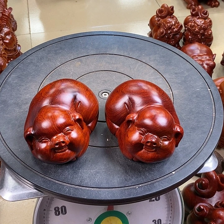 缅甸花梨木猪一对15 公分