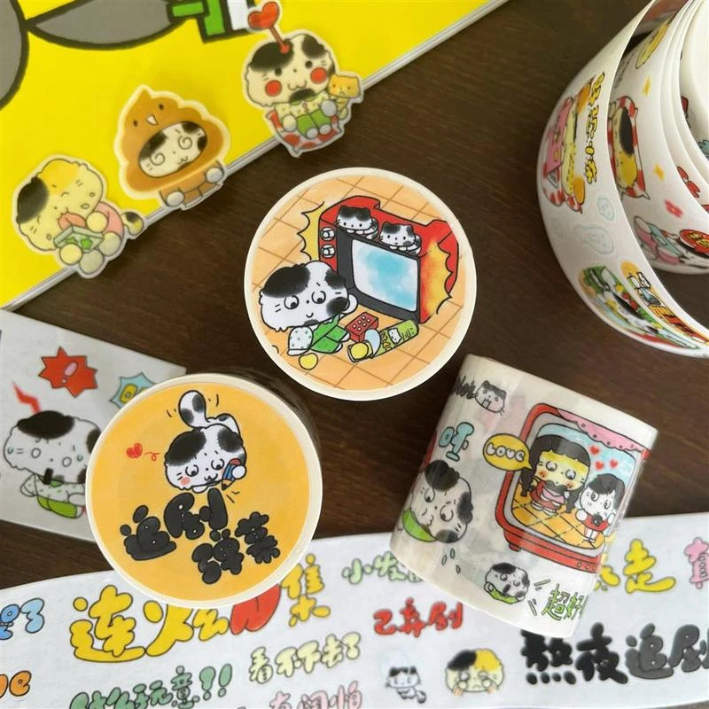 猫牌盐汽水【第十八弹】追剧日常/追剧弹幕手帐模切猫猫和纸胶带