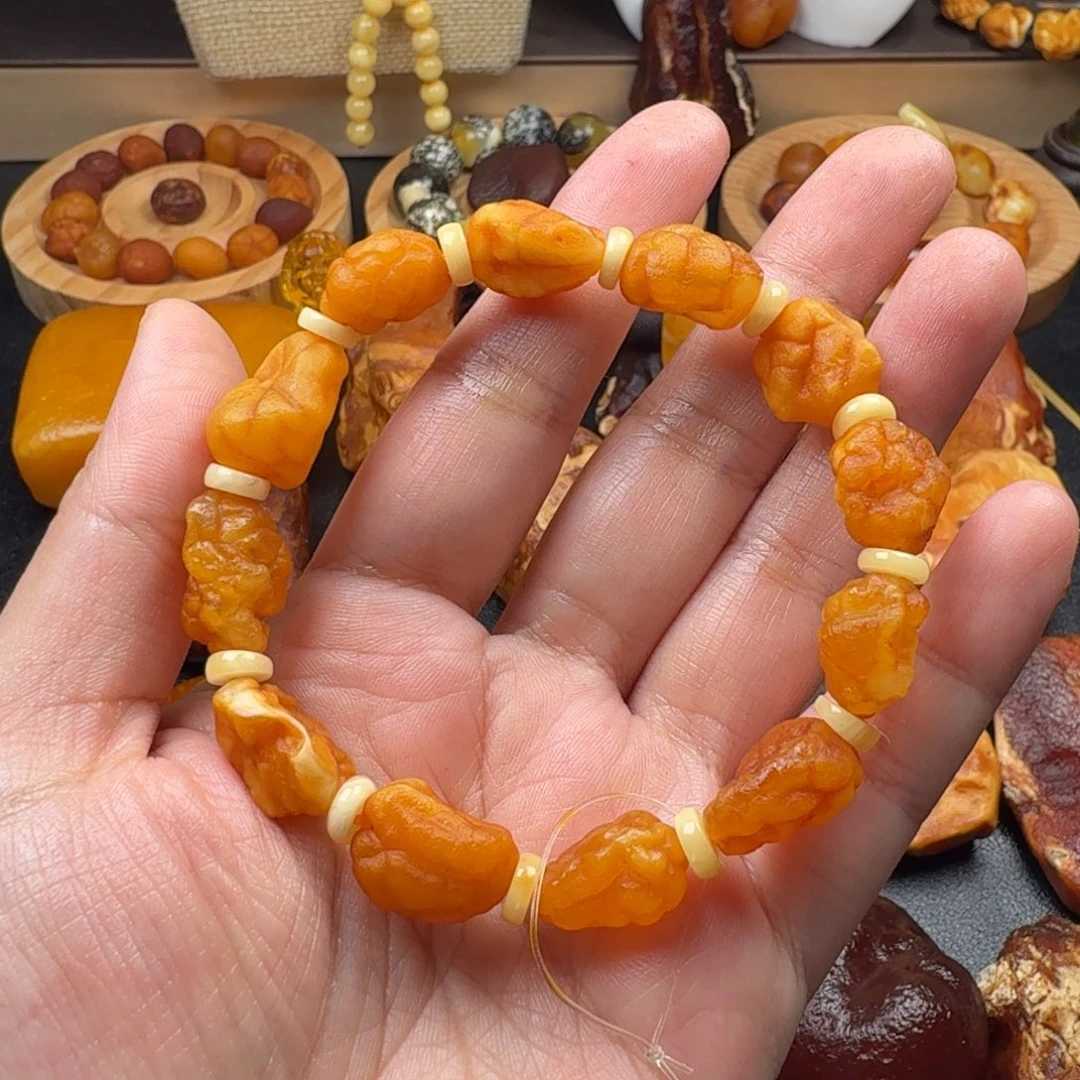 未镶嵌颈饰琥珀脑纹海漂手串