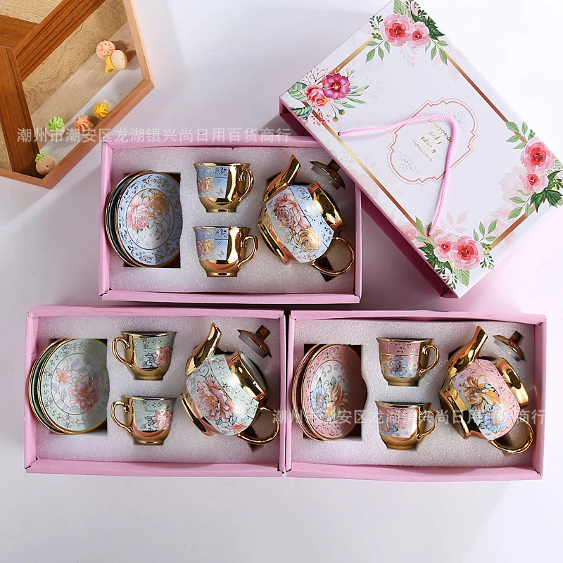 欧式陶瓷咖啡杯壶创意茶具套装电镀功夫茶具实用会销礼品伴手礼