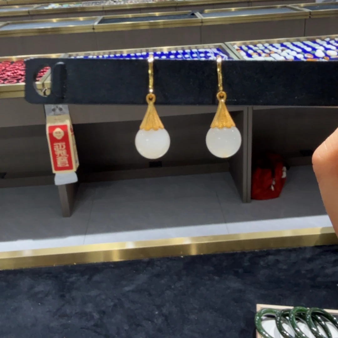 和田玉银S925镶嵌耳饰白玉耳饰TZ多样性拍一发一