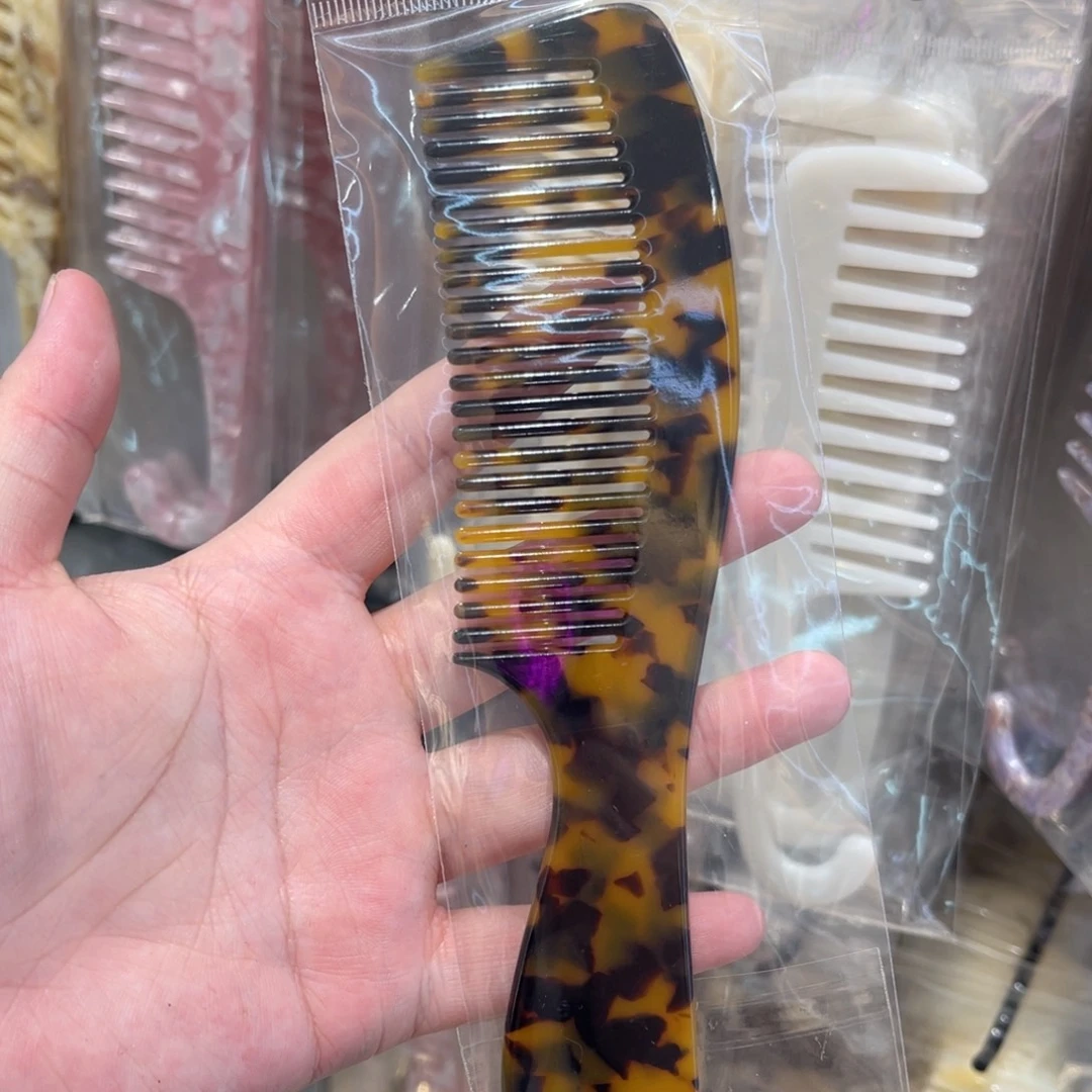 醋酸非金属深豹纹密齿把梳