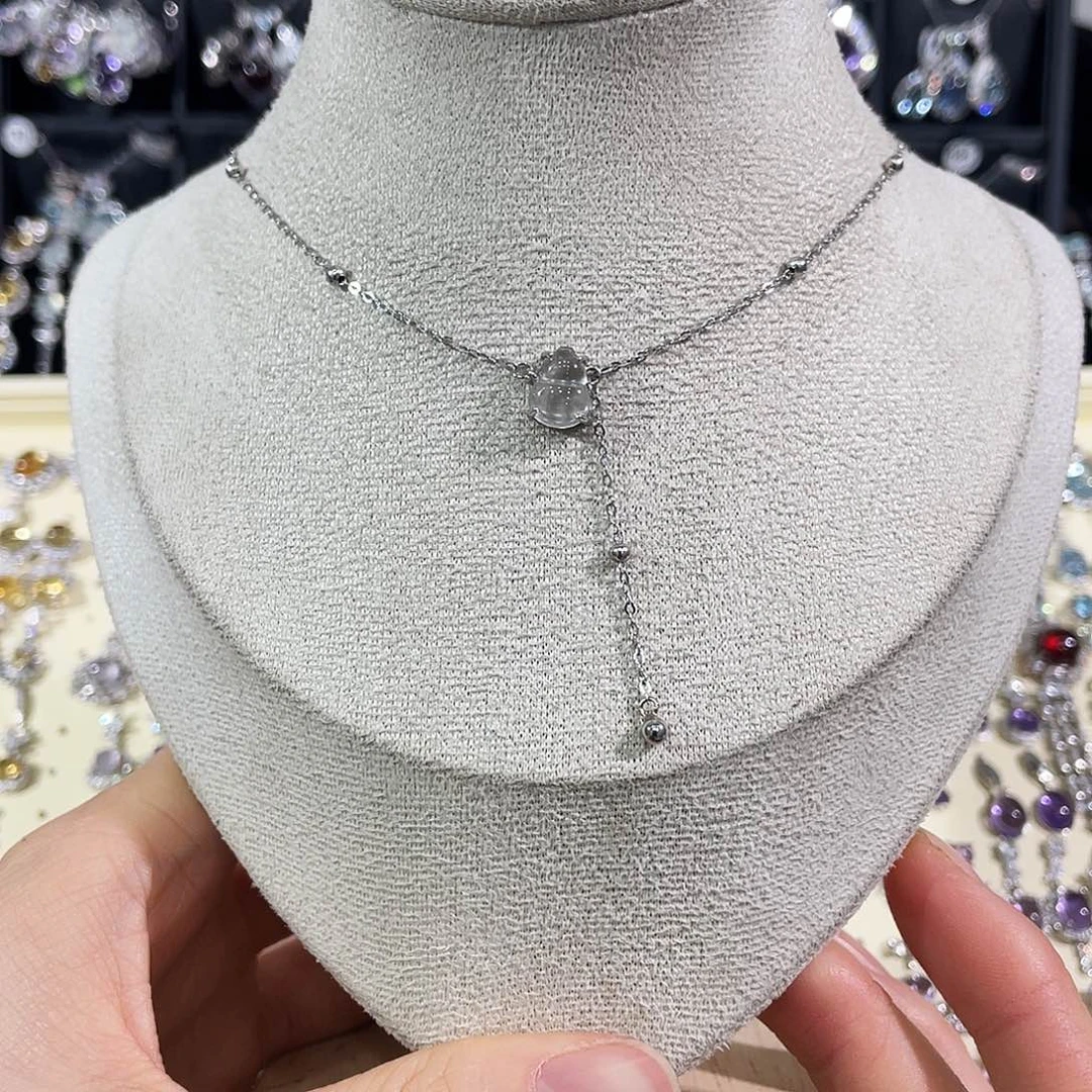 蛇纹石玉银S925镶嵌颈饰吊坠