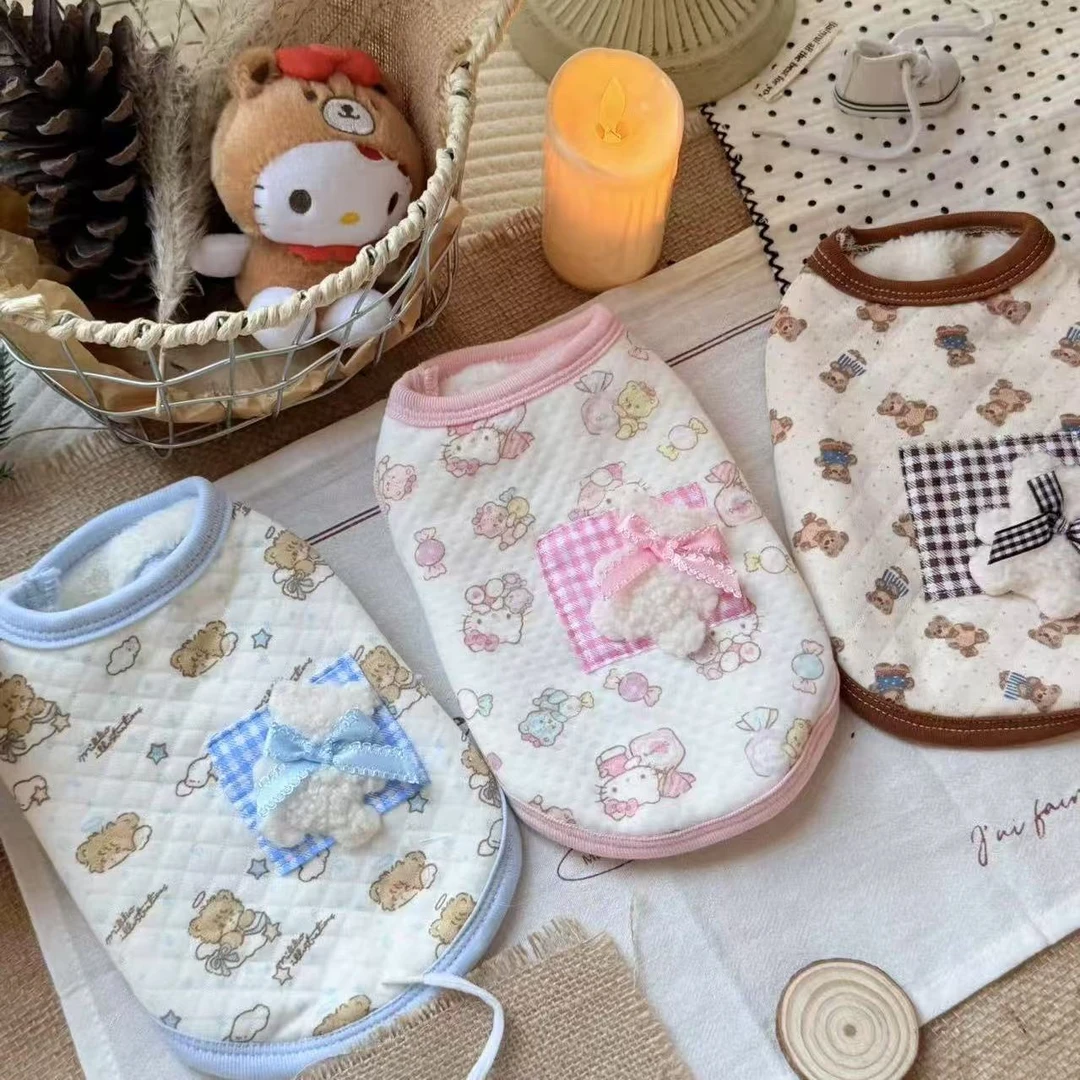 宠物衣服秋冬款加绒保暖狗狗猫咪衣服背心家居服睡衣可爱卡通背心