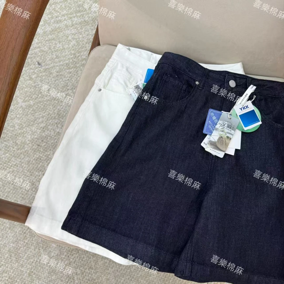 喜樂  2025汉麻天丝混纺五分短裤夏季新款百搭复古舒适女士休闲裤