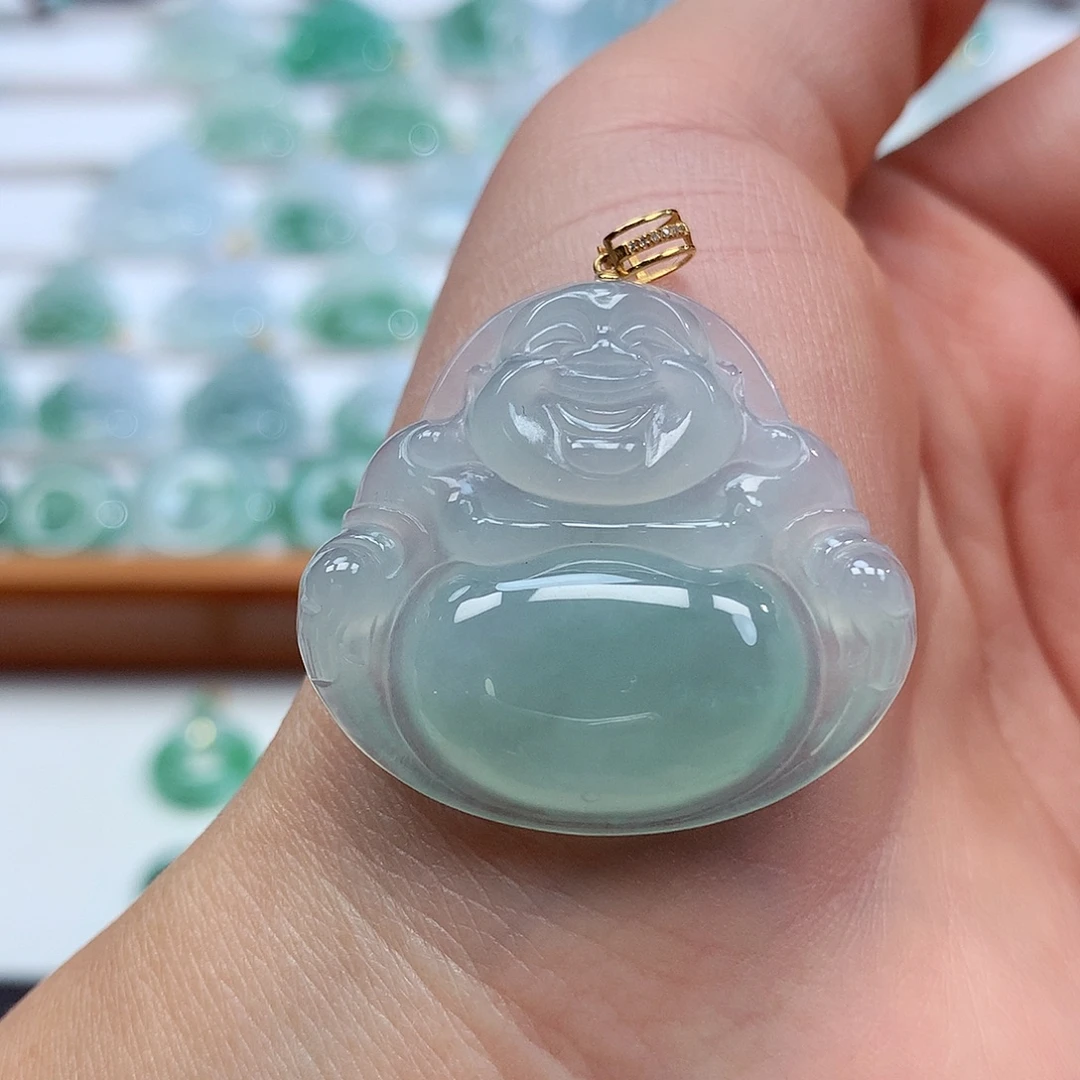 翡翠18K金镶嵌吊坠(赠链)