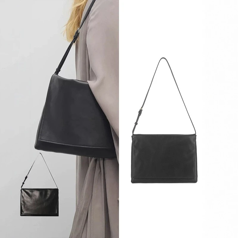 《ROW家》羊皮邮差包信封包单肩包翻盖缝线腋下包