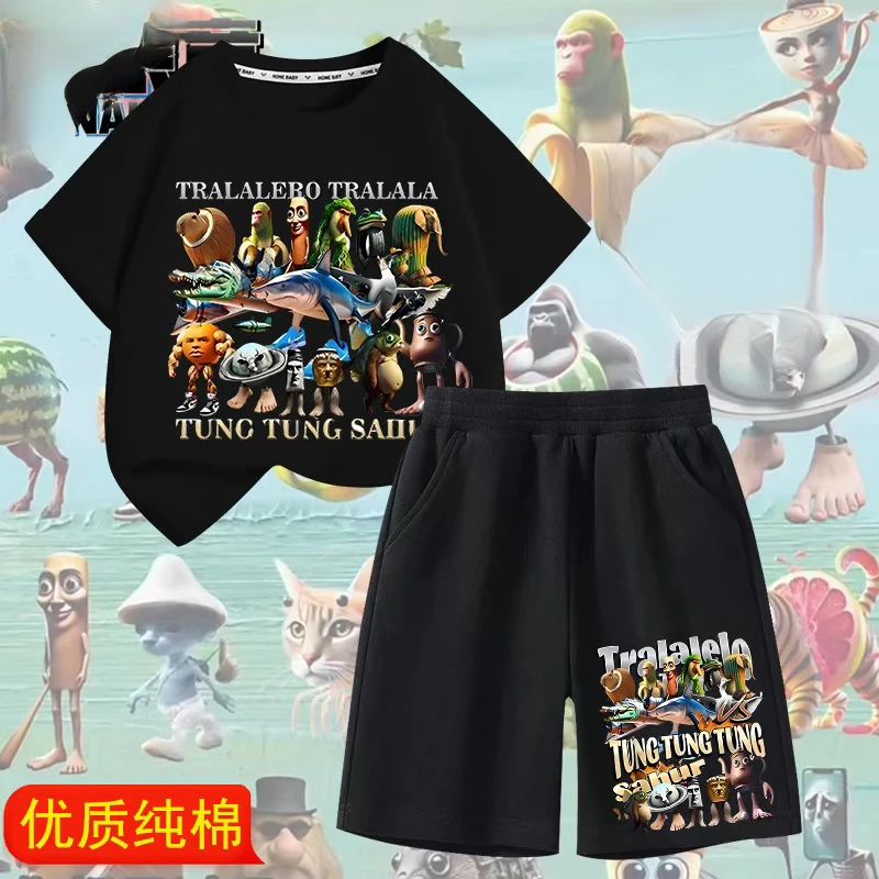 美国山海经通通哥木棍人童装潮牌周边衣服儿童短袖T恤打底衫上衣