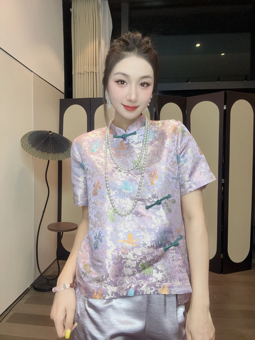 【金鱼彩蝶】深圳原创设计新中式时尚休闲百搭显瘦套装