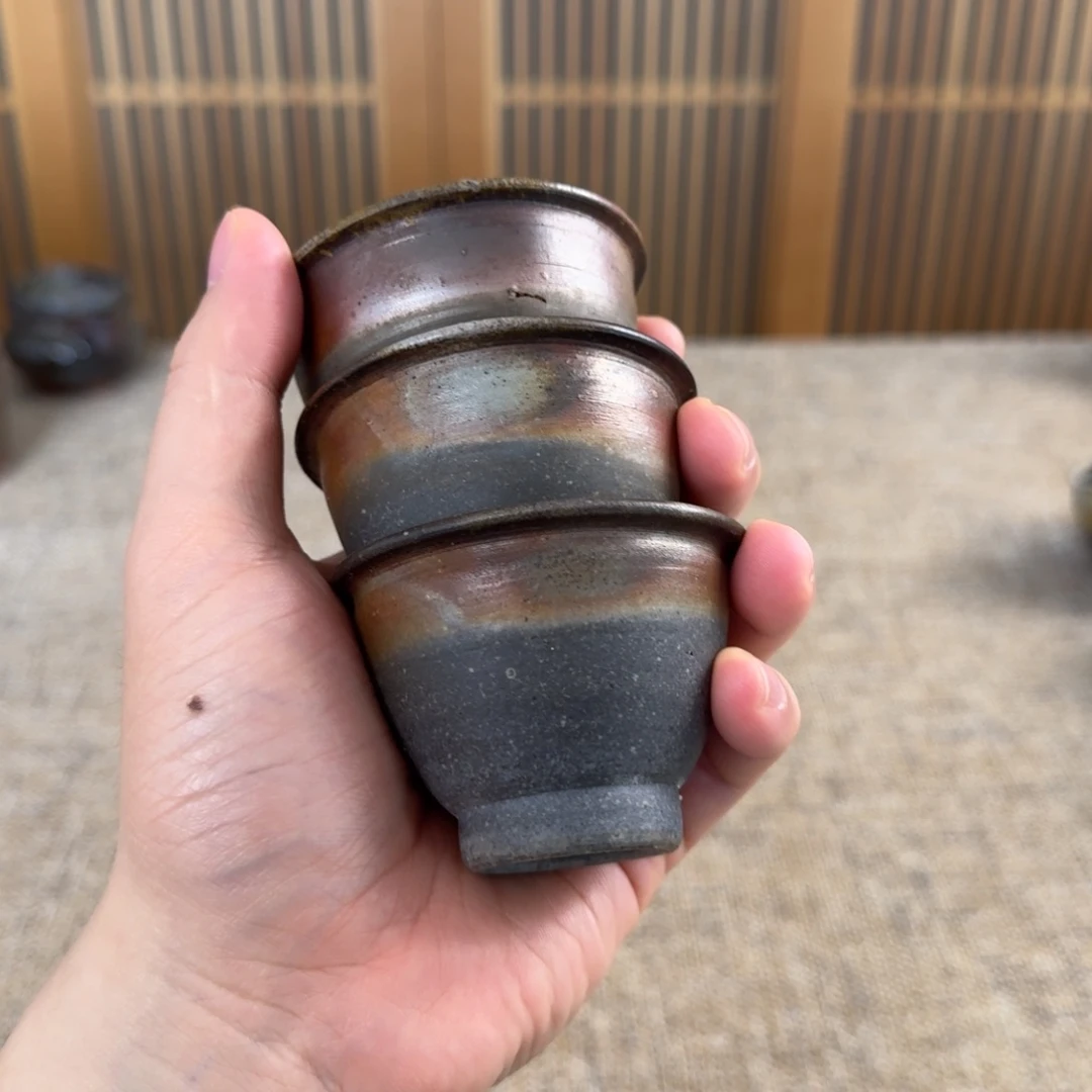 森陶山 备前烧杯子三客