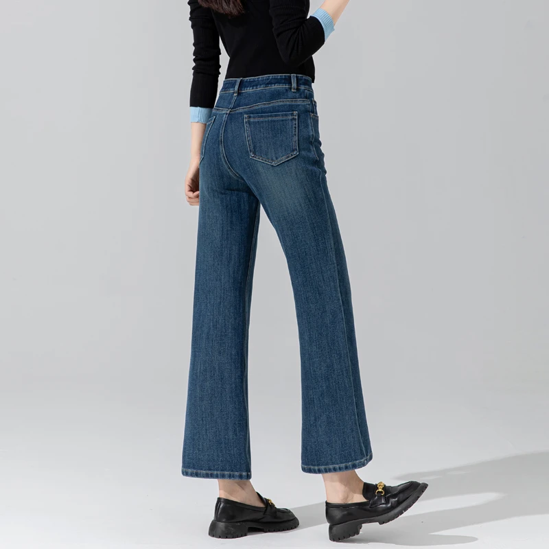 高端弹力微喇牛仔裤女款爆款2025新款秋季高腰显瘦提臀九分喇叭裤