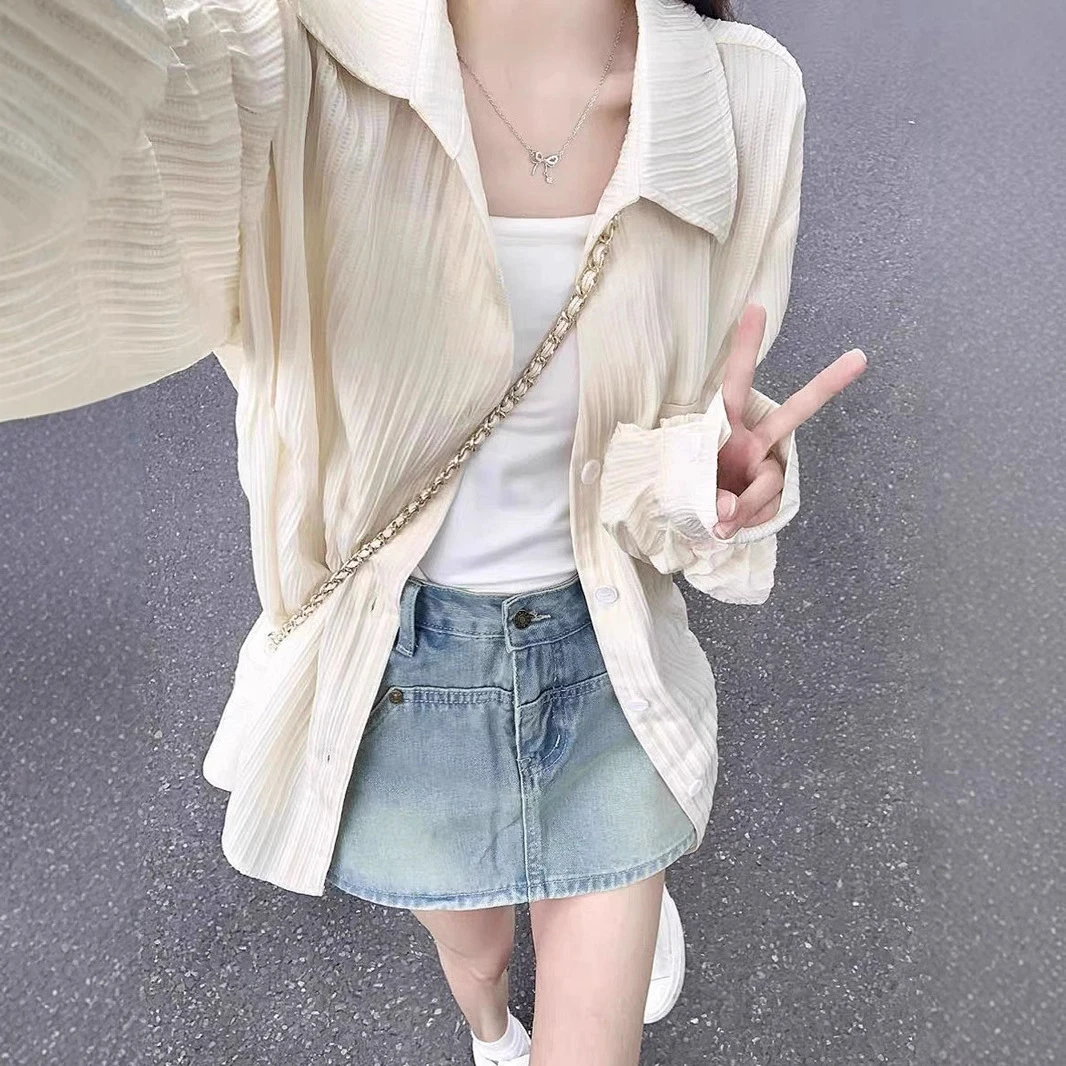 法式防晒衬衫上衣女夏季薄款设计感新款宽松百搭风格