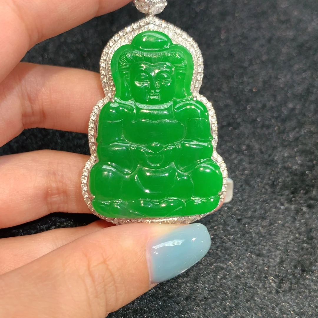 翡翠18K金镶嵌吊坠(不含链)