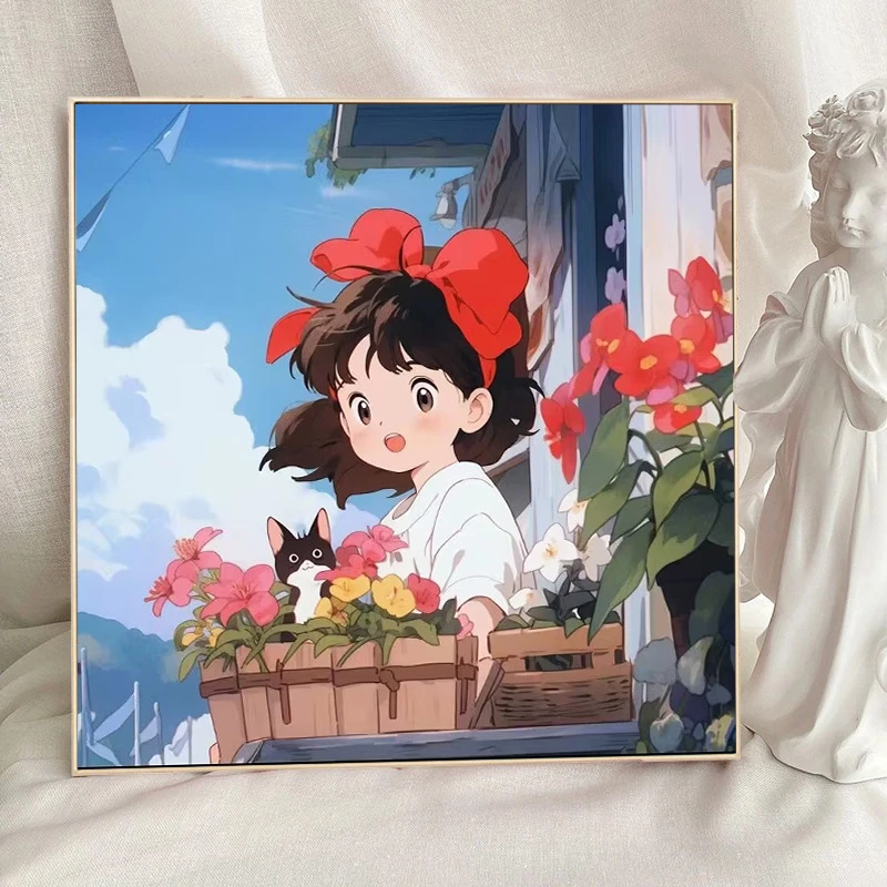 蒙娜丽莎卡通人物十字绣客厅卧室玄关花卉女孩刺绣简单刺绣十字绣