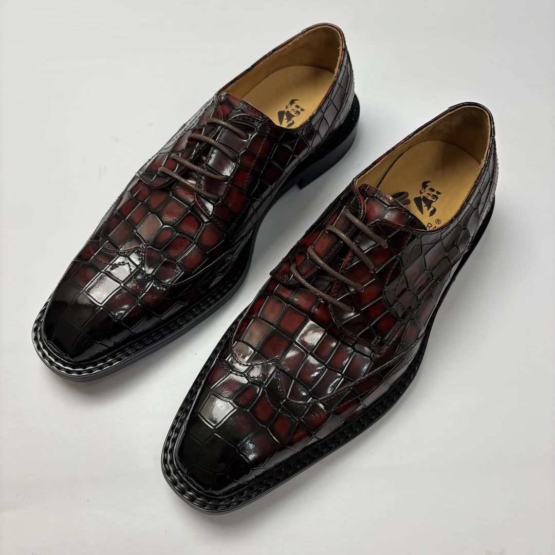 鳄鱼固特异手工双缝线真皮大底皮鞋2