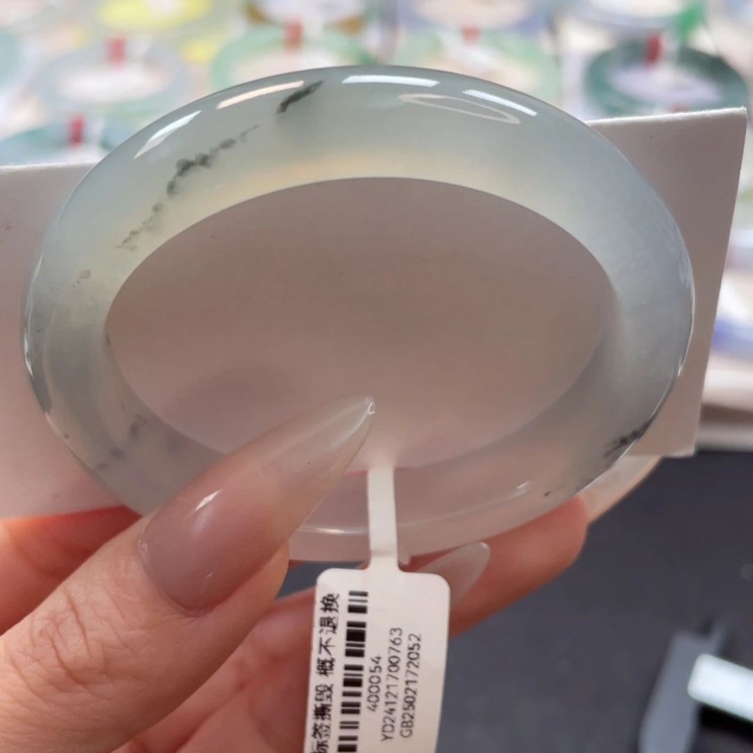 翡翠手镯未镶嵌53贵妃纯净细腻水墨画37号