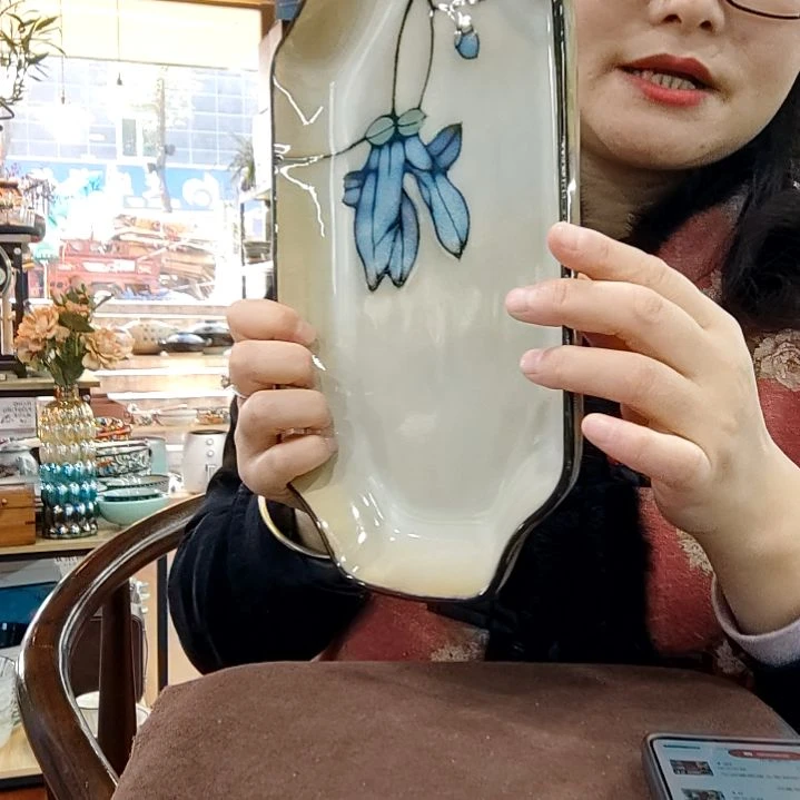 瓷片小可陶瓷高温釉下彩一鱼盘