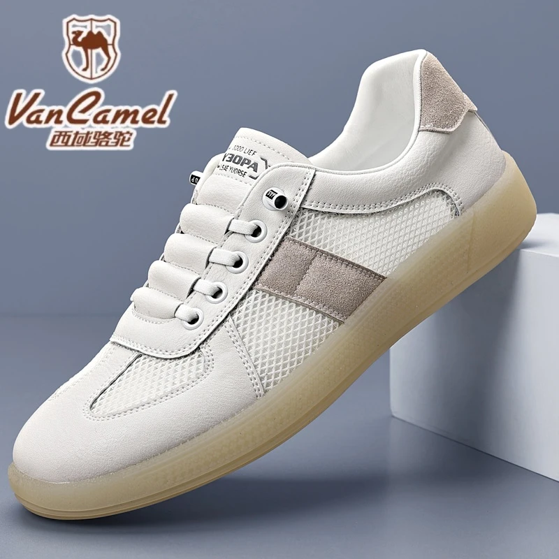 西域骆驼2025夏季新款男士网面小白鞋透气防臭防滑德训鞋休闲板鞋