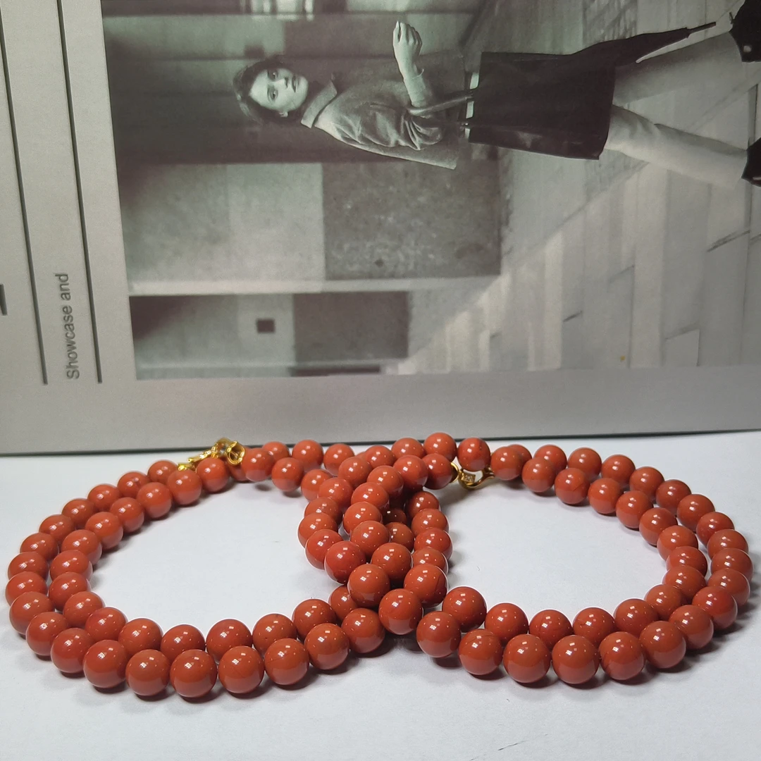 【村有晶品】天然柿子红南红项链 多样性发一件  约8mm 862ZBJY