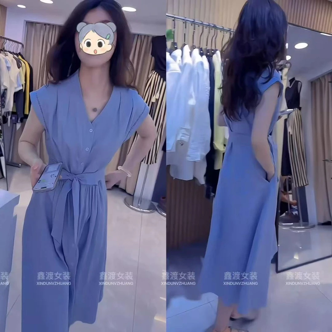 2025夏季新款时尚显瘦气质女士网红洋气连衣裙百搭款D9693