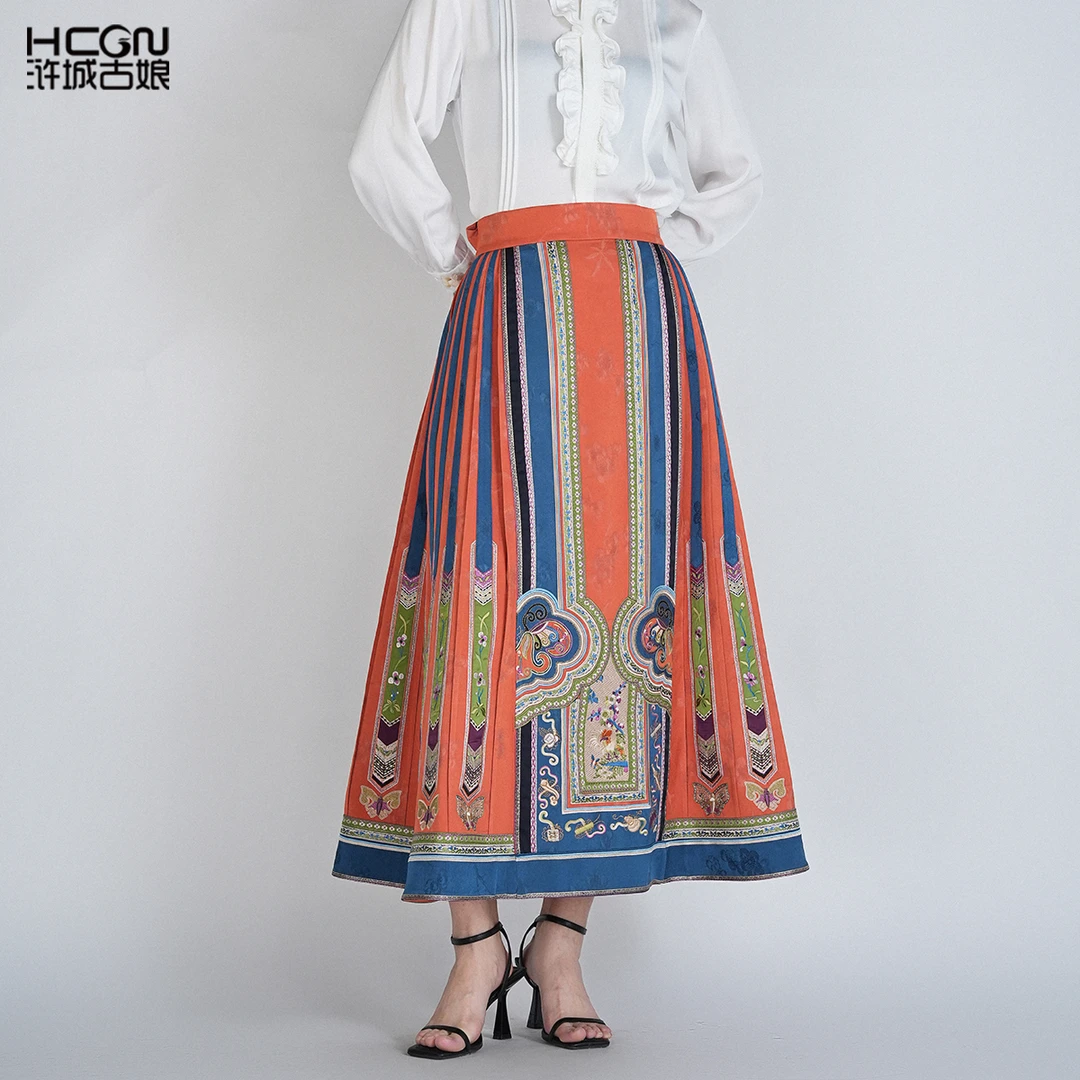 中国风重工刺绣A字显瘦长款秋冬女绵羊毛云梦公主马面裙GDC81665