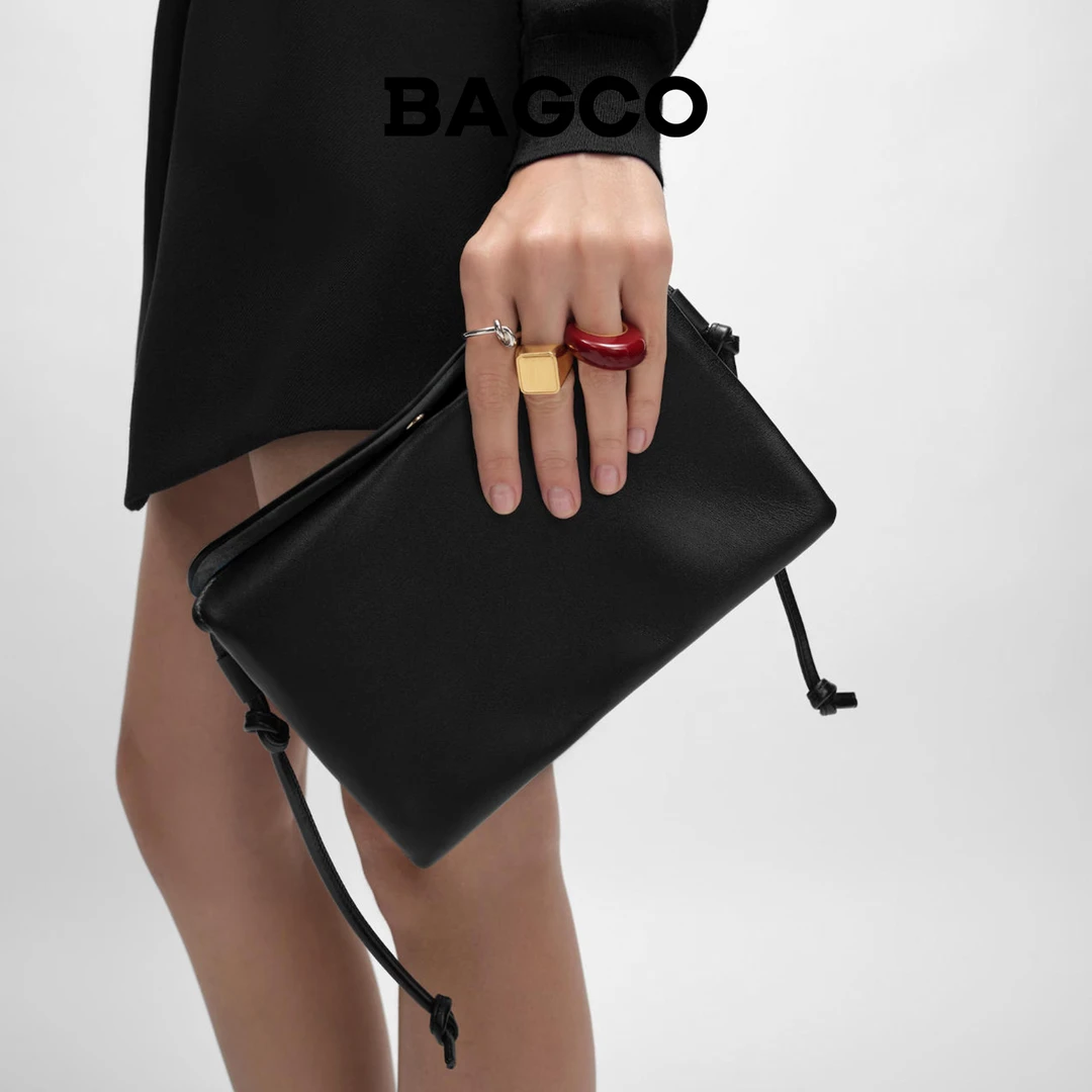 BAGCO/C.L TRIO风琴包小羊皮多隔层可调节单肩腋下斜挎包