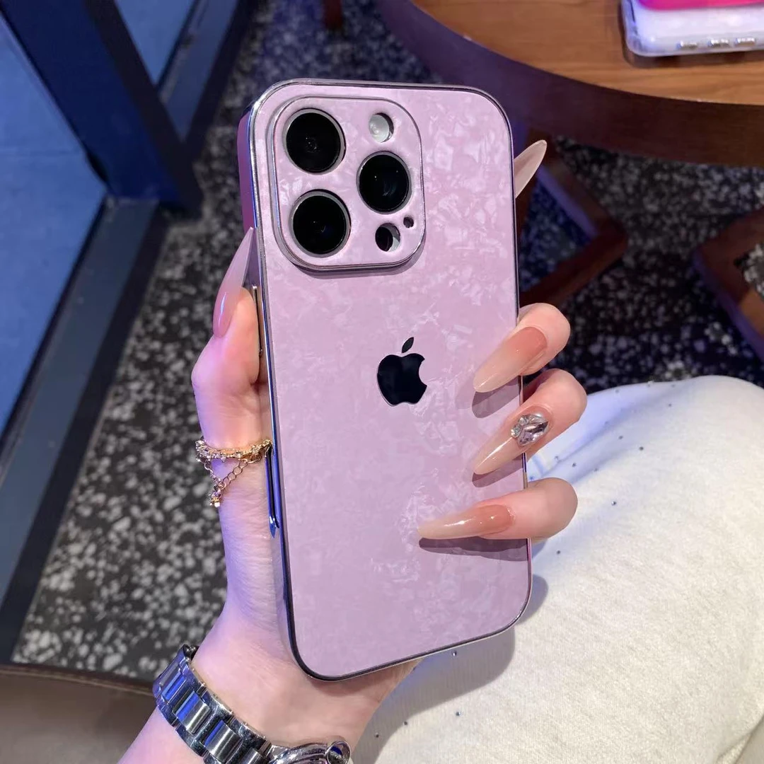 电镀雪花绒布纹适用iphone16手机壳15pro新款14防摔13网红12/11女