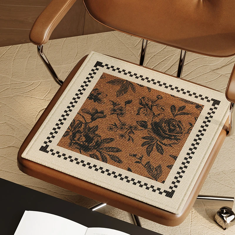 中古风夏天冰丝坐垫夏季冰垫透气凉垫家用椅子垫子办公室久坐屁垫