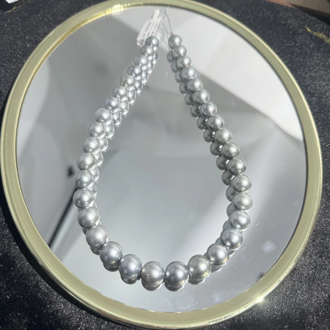 【暹罗珠宝】天然海水大溪地铂金灰‘冰川蓝’珍珠项链 888017