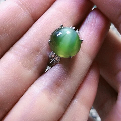 和田玉戒指银S925镶嵌