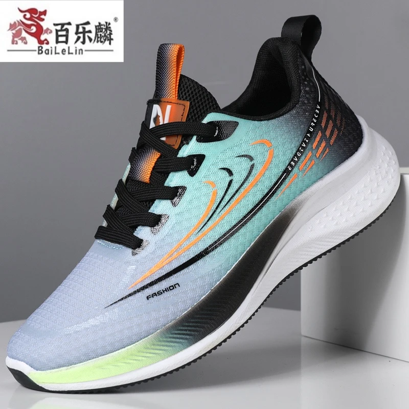 百乐麟男鞋男跑步鞋春秋季户外休闲鞋夏季百搭减震透气飞织网面鞋