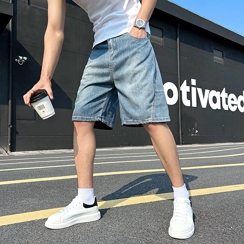 男士短裤夏季2025新款潮流薄款牛仔五分裤休闲百搭冰丝垂感运动裤