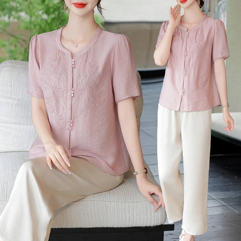 妈妈装夏装套装新款洋气开衫上衣中老年女母亲衣服夏季气质两件套