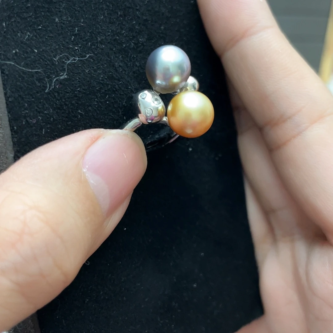 海水珍珠戒圈银S925镶嵌