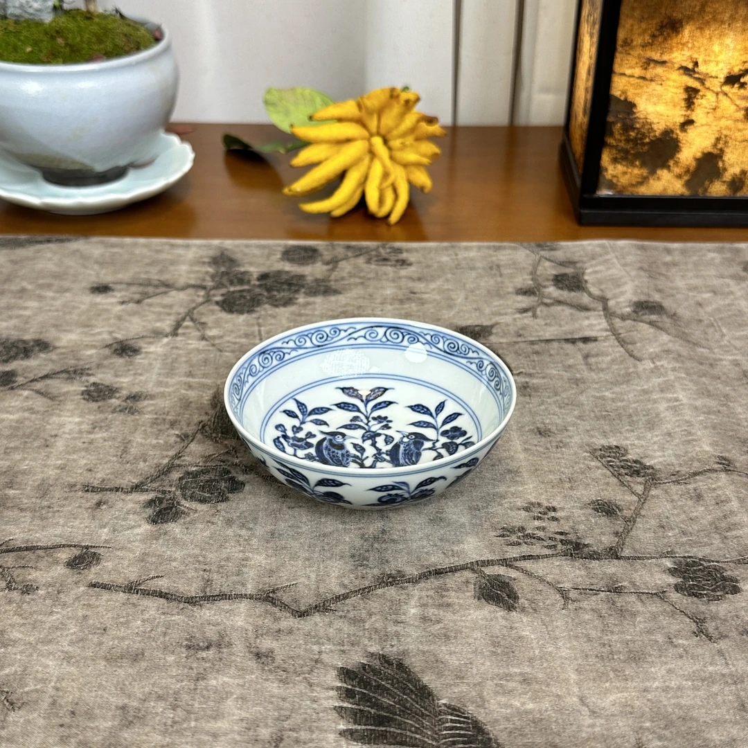 元煦和晓 青花绶带鸟普洱杯