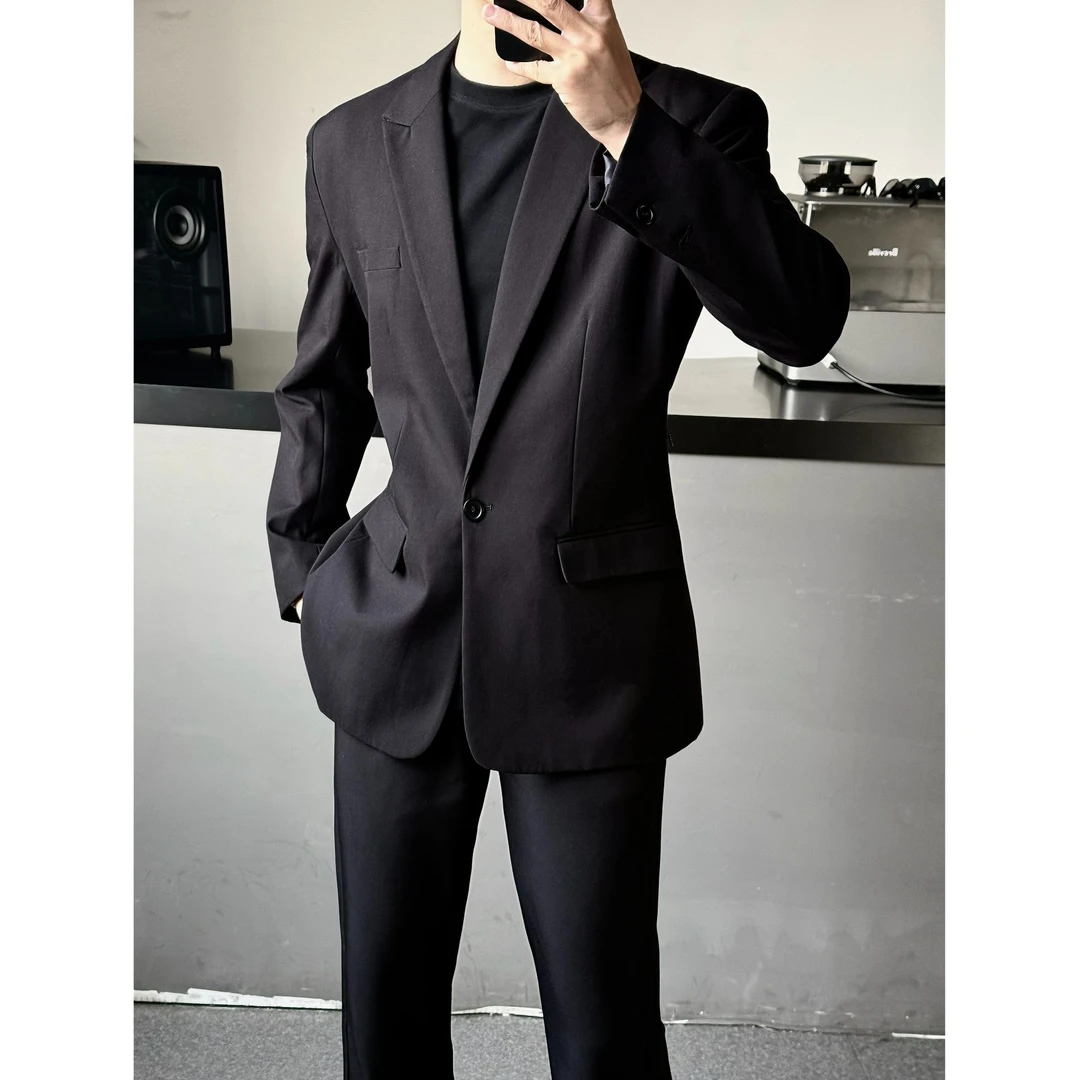 AIXKOM｜｜2025款春季新款廓形垫肩美式高街痞帅西服夹克