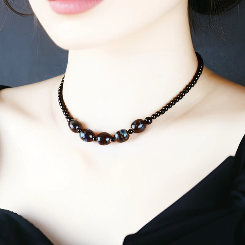 合金陶瓷项链 原创陶瓷项链民族风短款气质百搭遮疤项链颈链配饰