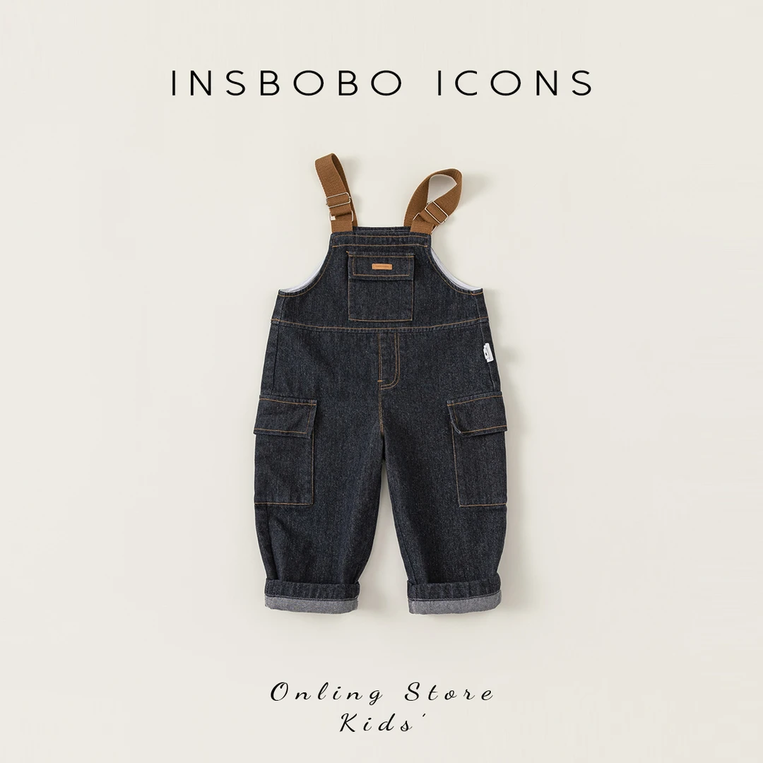 INSbobo春款儿童连体宝宝韩版宽松百搭休闲牛仔背带裤CK84062