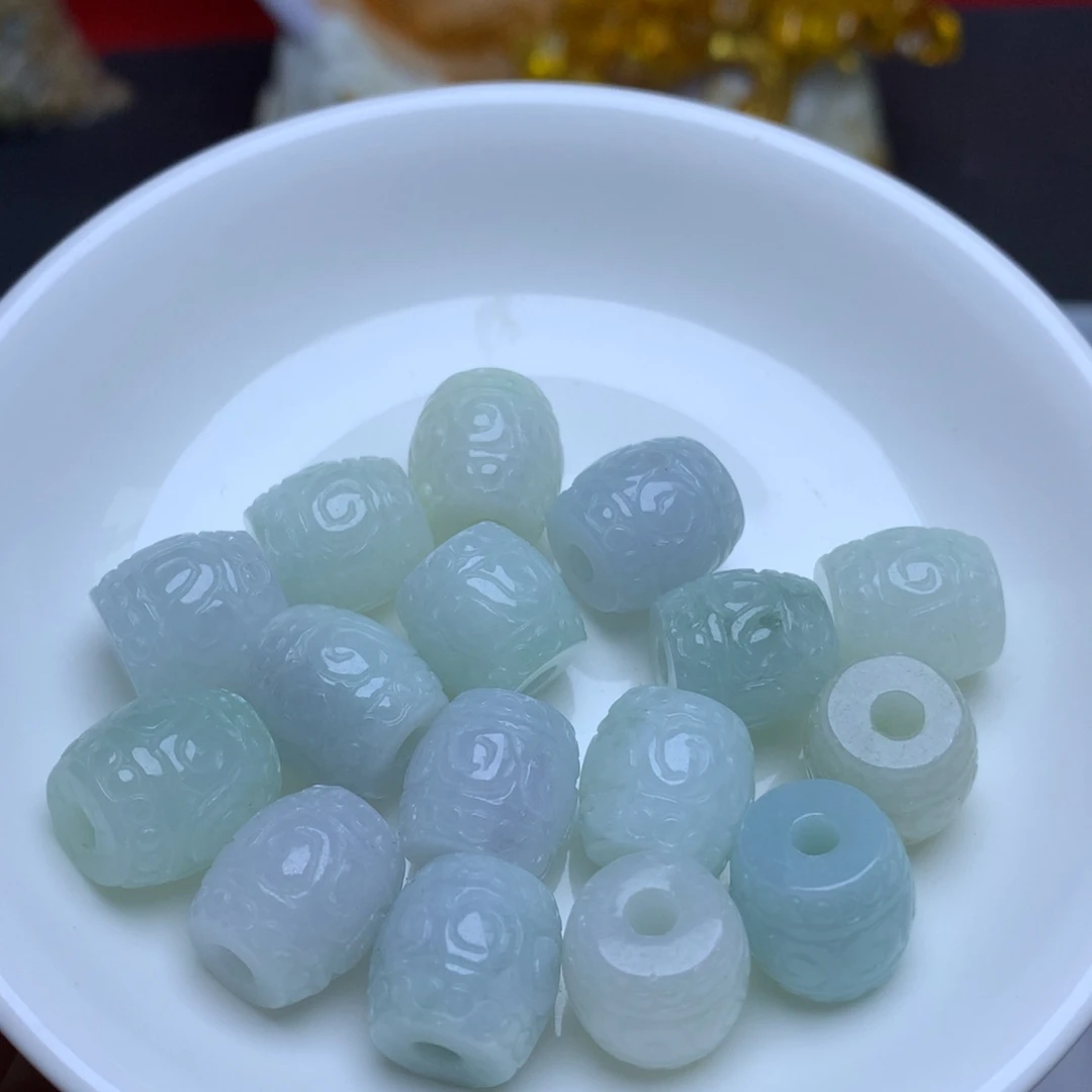 【闪购商品】翡翠手链未镶嵌卡13乘12.7回纹珠2个