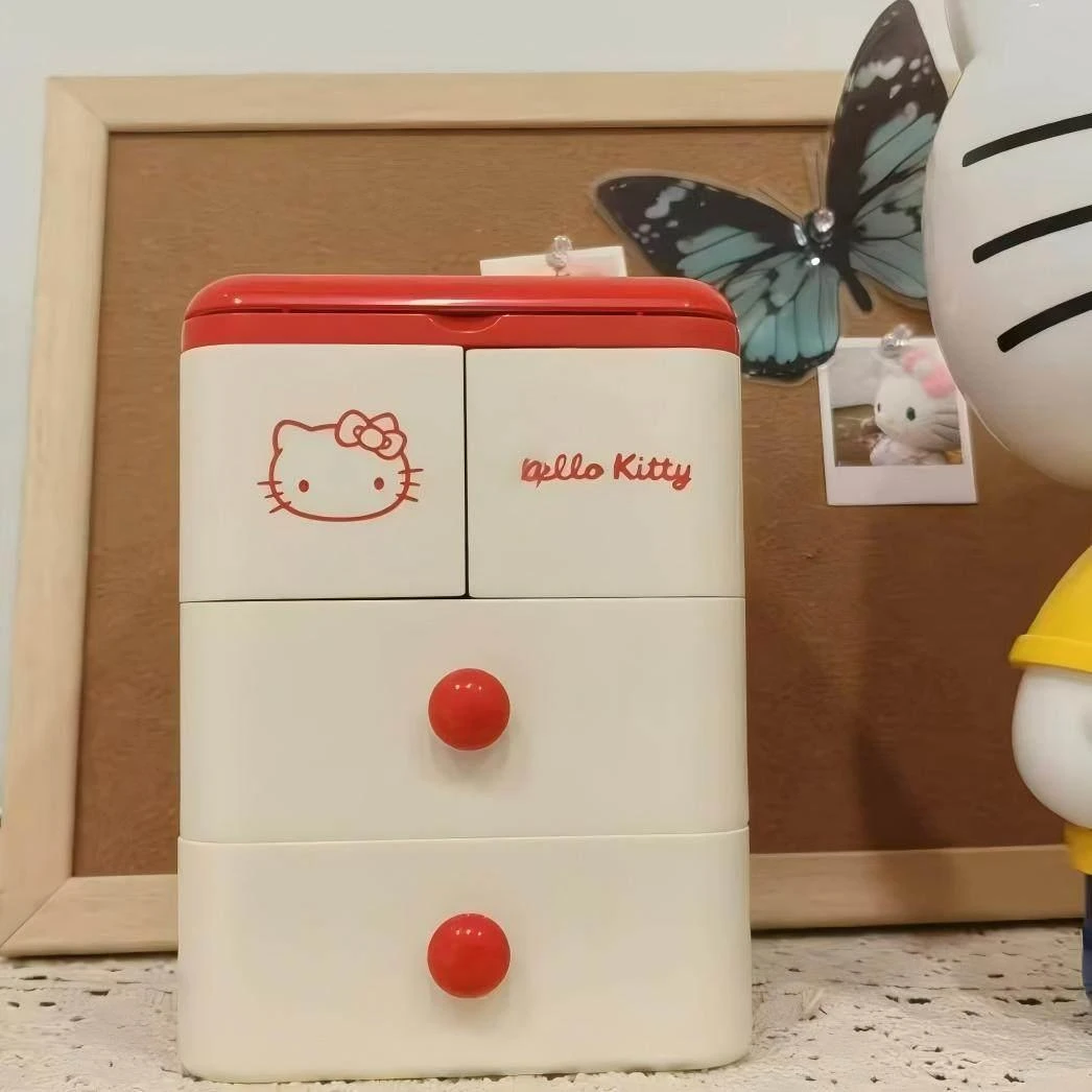哈喽kitty桌面收纳盒整理盒可爱抽屉式收纳柜大容量首饰盒杂物盒