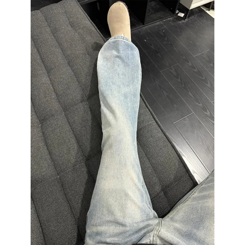 美式复古牛仔裤男款春秋直筒显瘦裤微喇裤显腿长宽松水洗vibe裤子