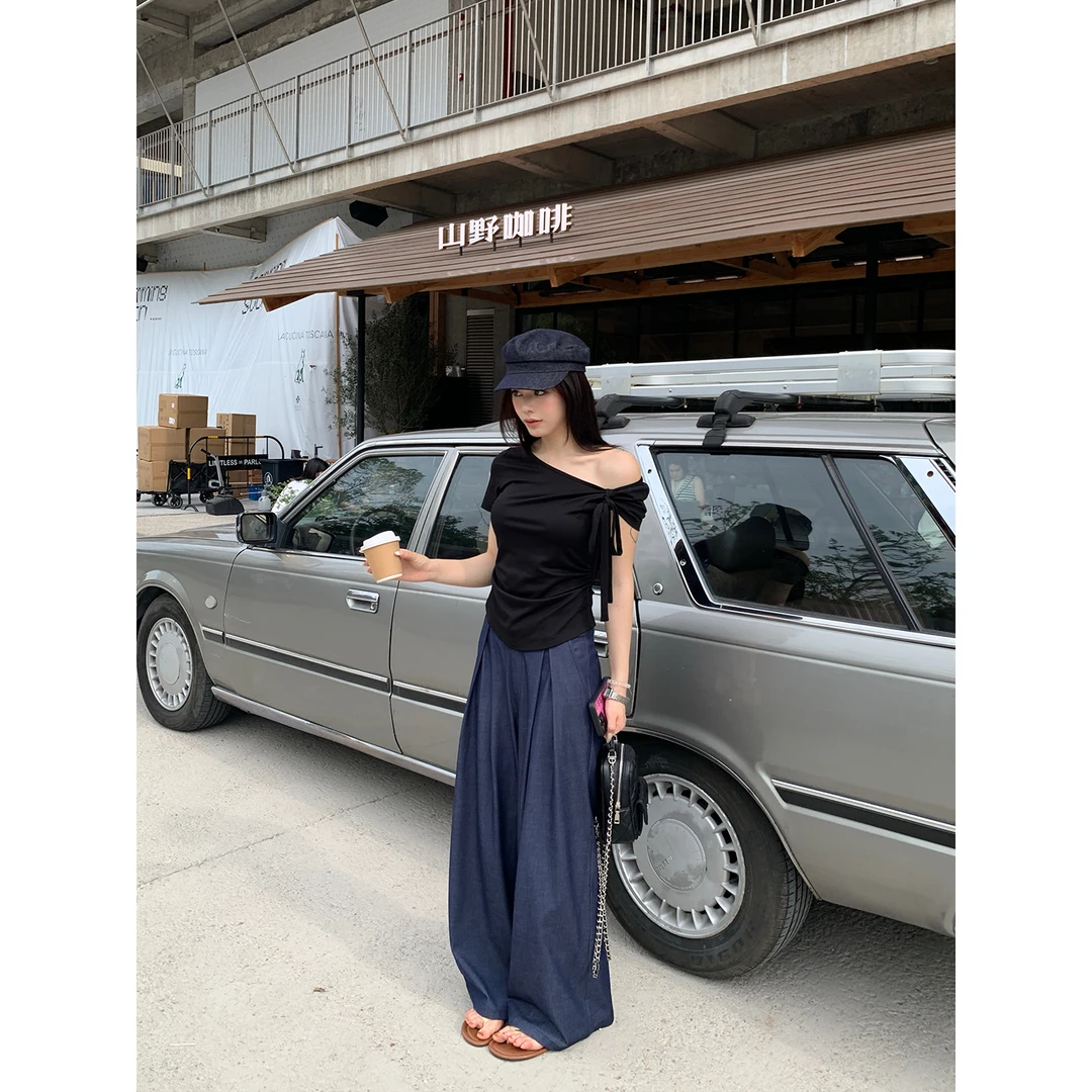 DCDC OFFICIAL松弛office 吸氧凉凉裤 微胖原牛色垂感休闲裤长裤