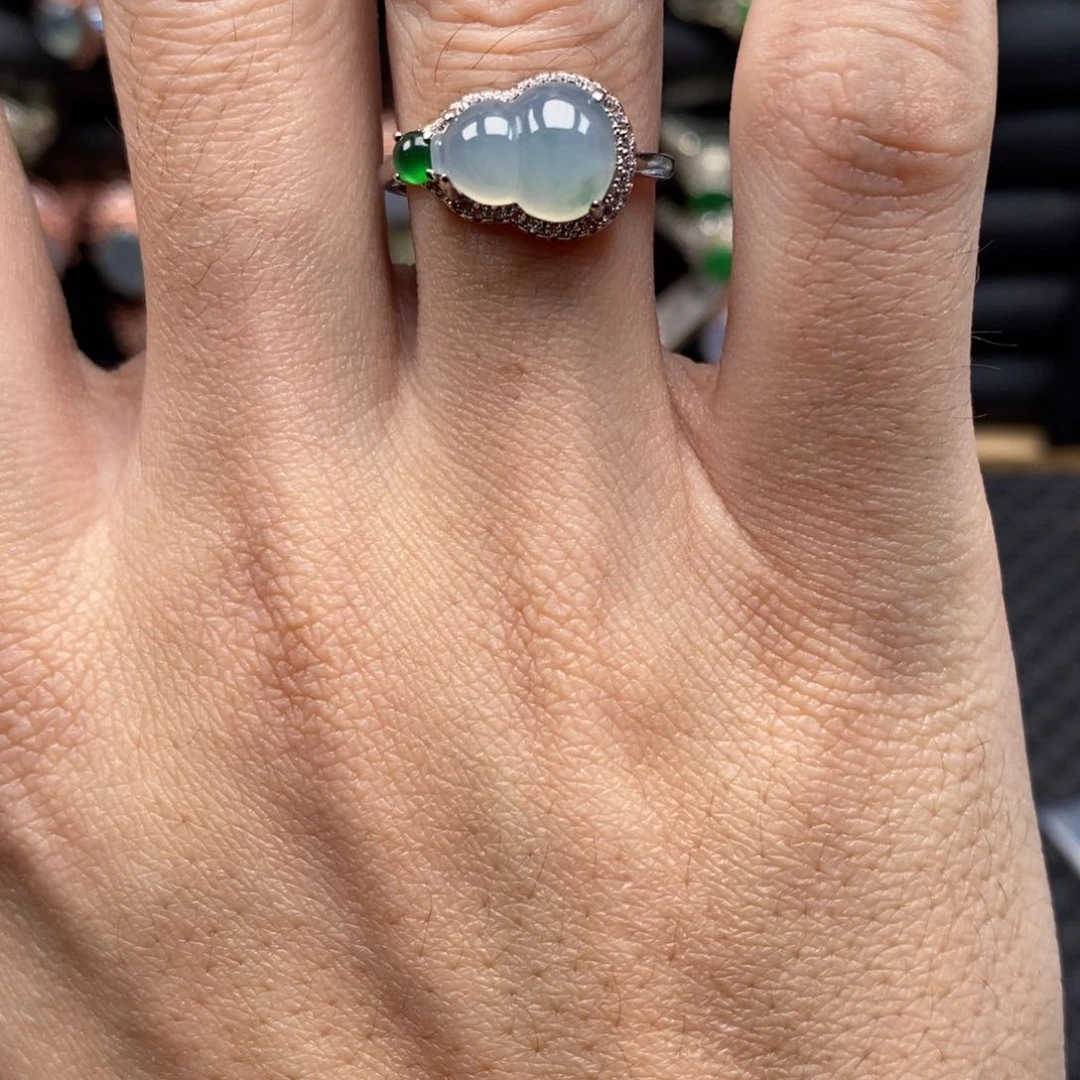 翡翠戒指银S925镶嵌神天然缅甸翡翠A货