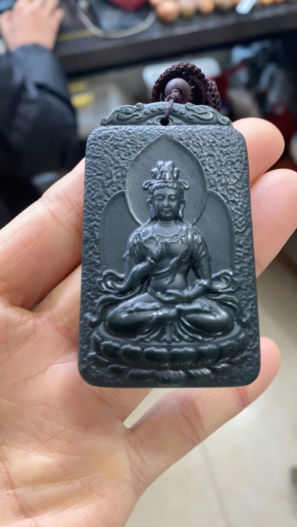 和田玉青玉山水观音