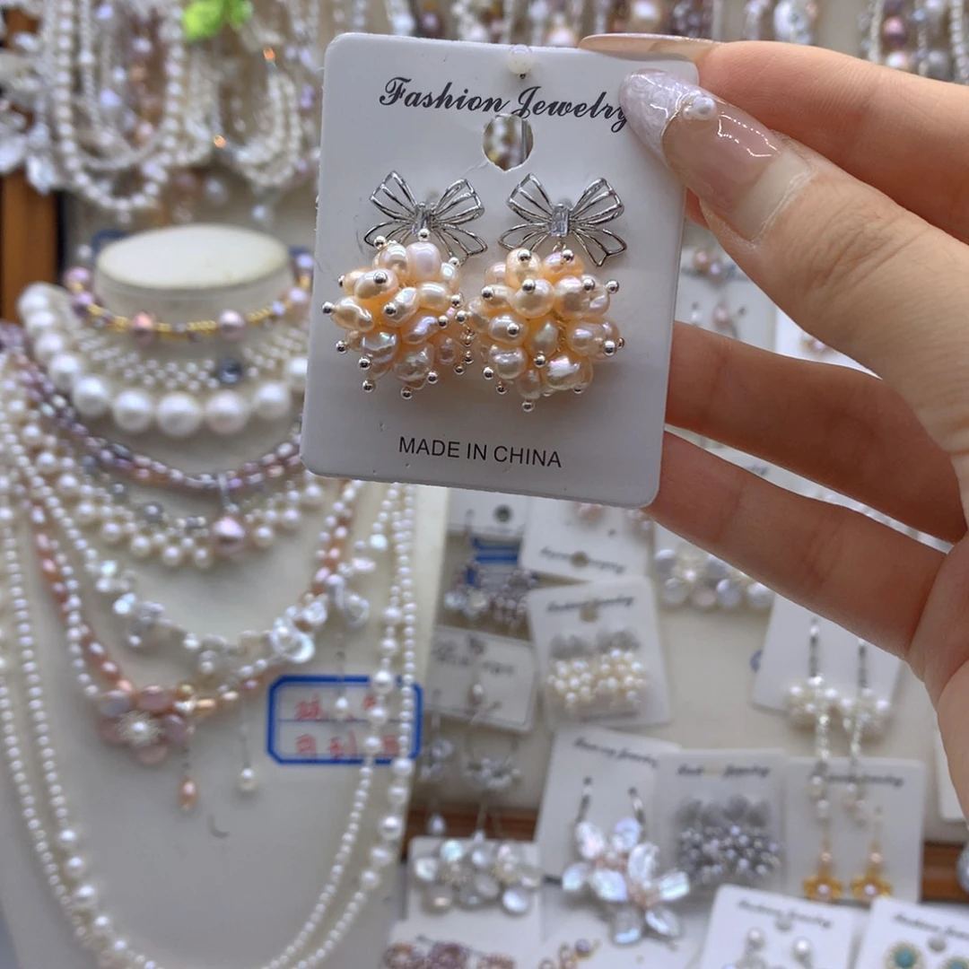 合金淡水珍珠耳饰项链