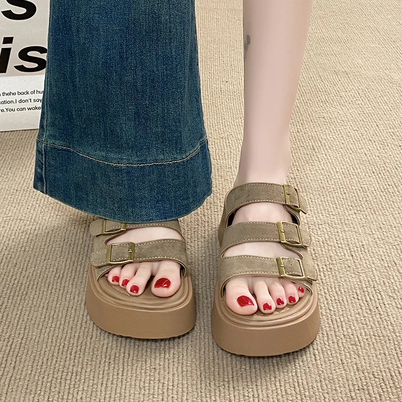 外穿勃肯拖鞋女2025新款夏季凉快增高凉鞋百搭配裙子一脚蹬沙滩鞋